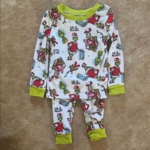 Whimsical Kids Pajama Set with Lime Green Accents